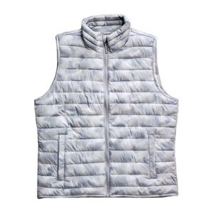 GAP Puffer Vest Mens Large Light Gray Camo ColdControl Ripstop Lightweight